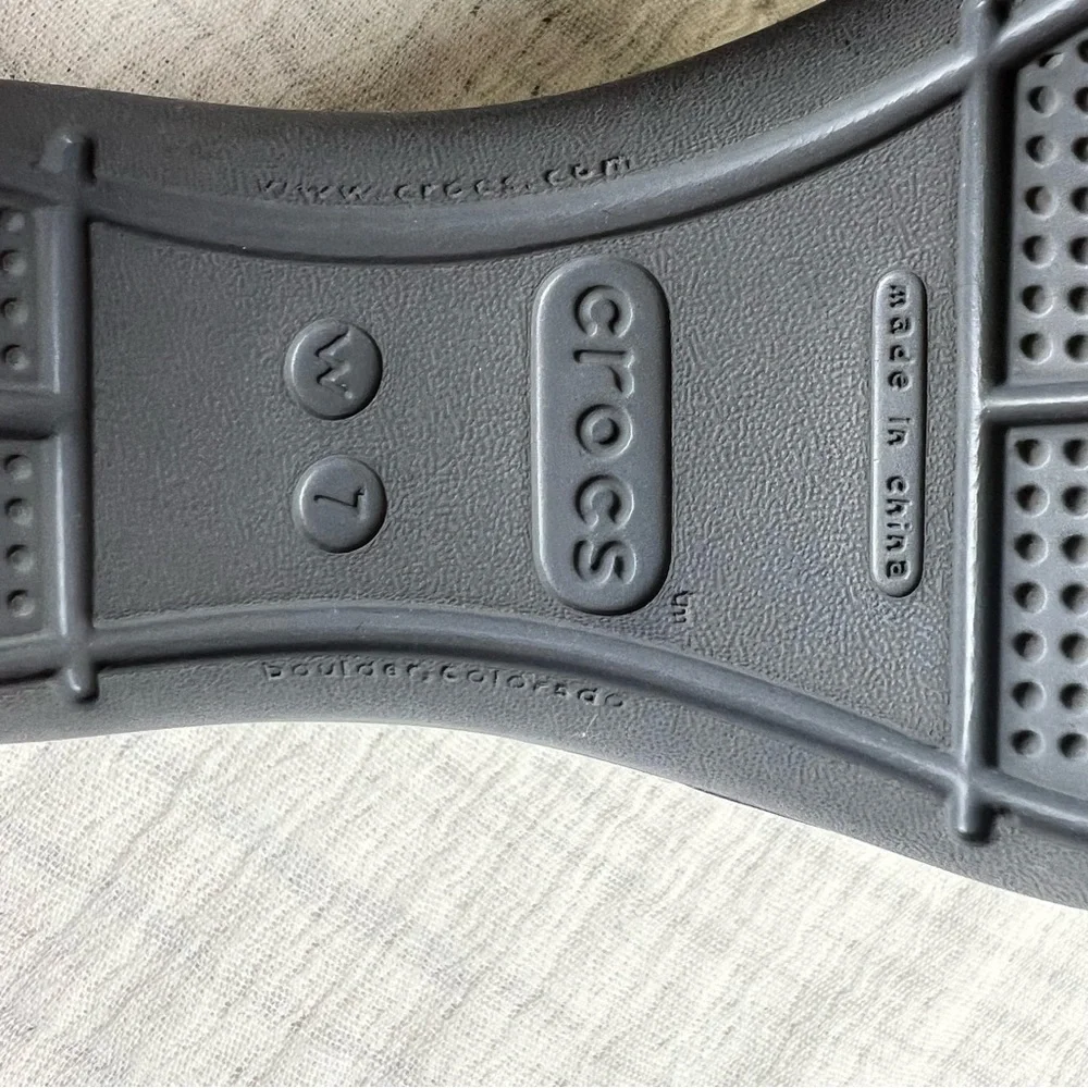 CROCS Sandals “Ciabatta” Wedge Heel Translucent Straps Teal/ Blue Women’s Size 7